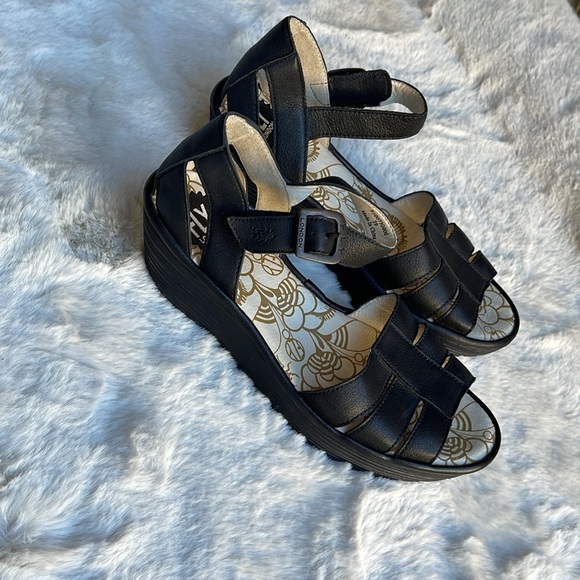 Fly London wedge leather sandal